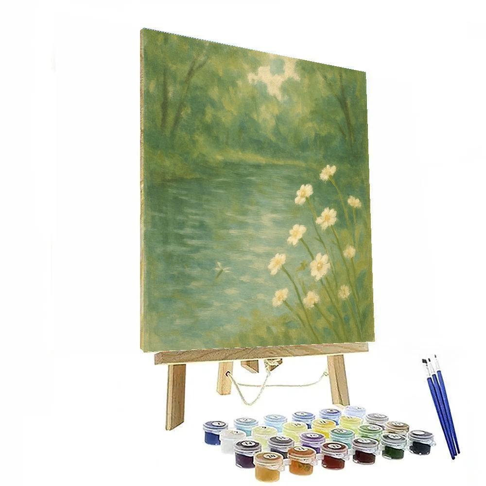 Forest Pond With Wildflower Shoreline paint by color