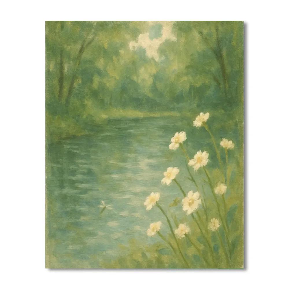 Forest Pond With Wildflower Shoreline paint by color