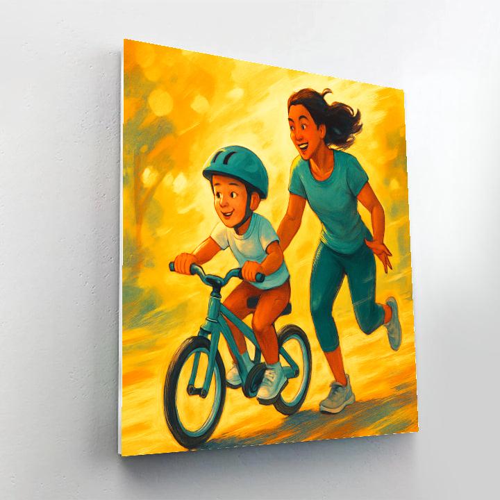 Bike Lesson Gentle Push DIY paint by numbers