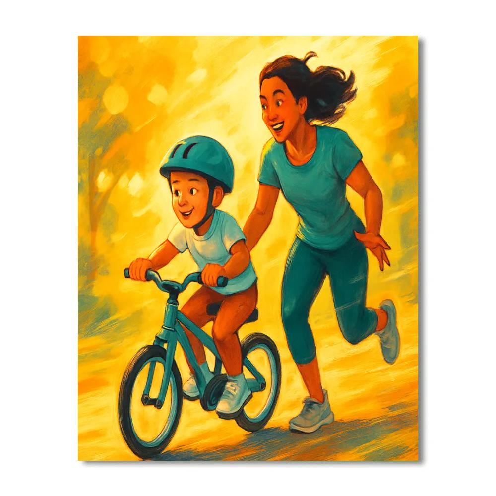 Bike Lesson Gentle Push DIY paint by numbers