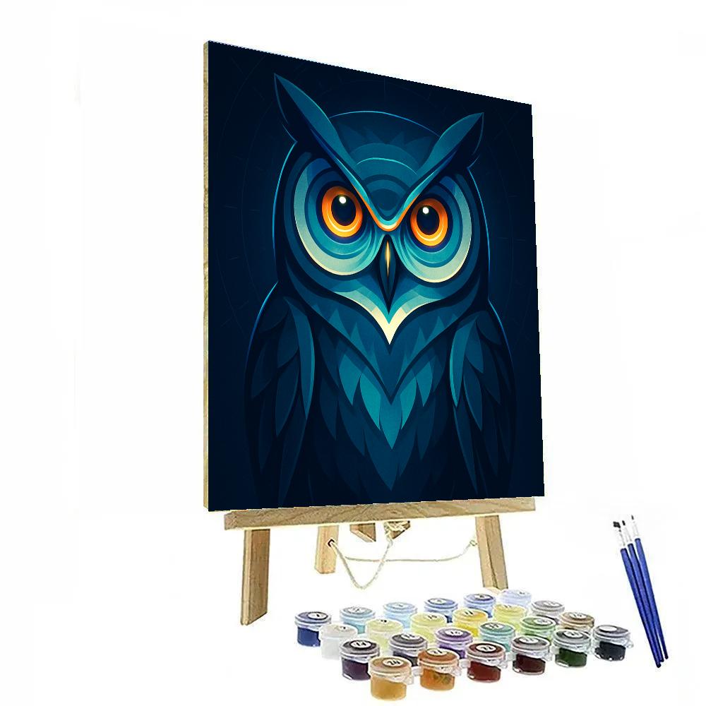 Cobalt Owl Timekeeper painting number kit