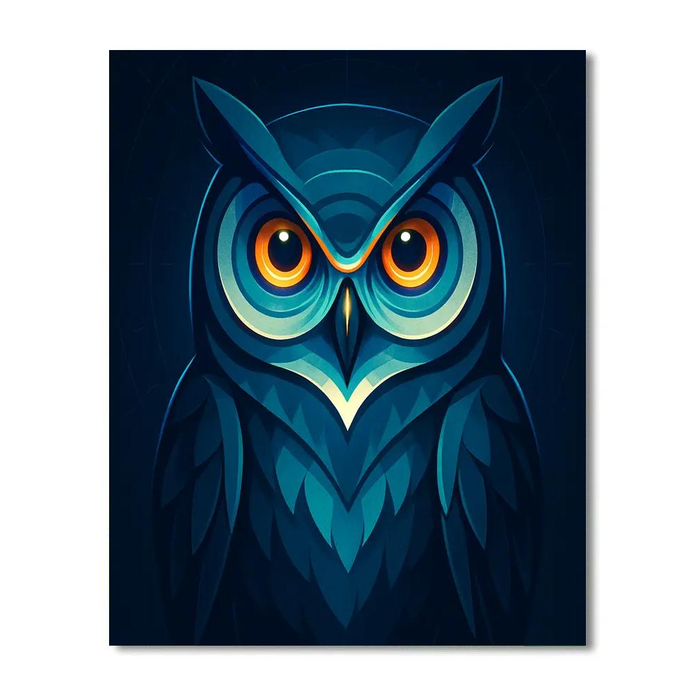 Cobalt Owl Timekeeper painting number kit