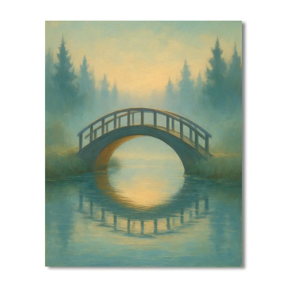 Dawn Bridge Over Quiet Mirror Water painting number kit
