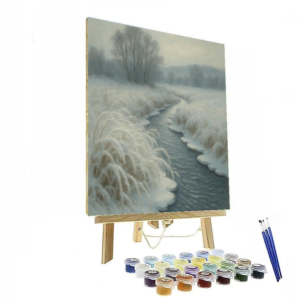Winter Stream Through Frosted Meadow Paint by numbers kits