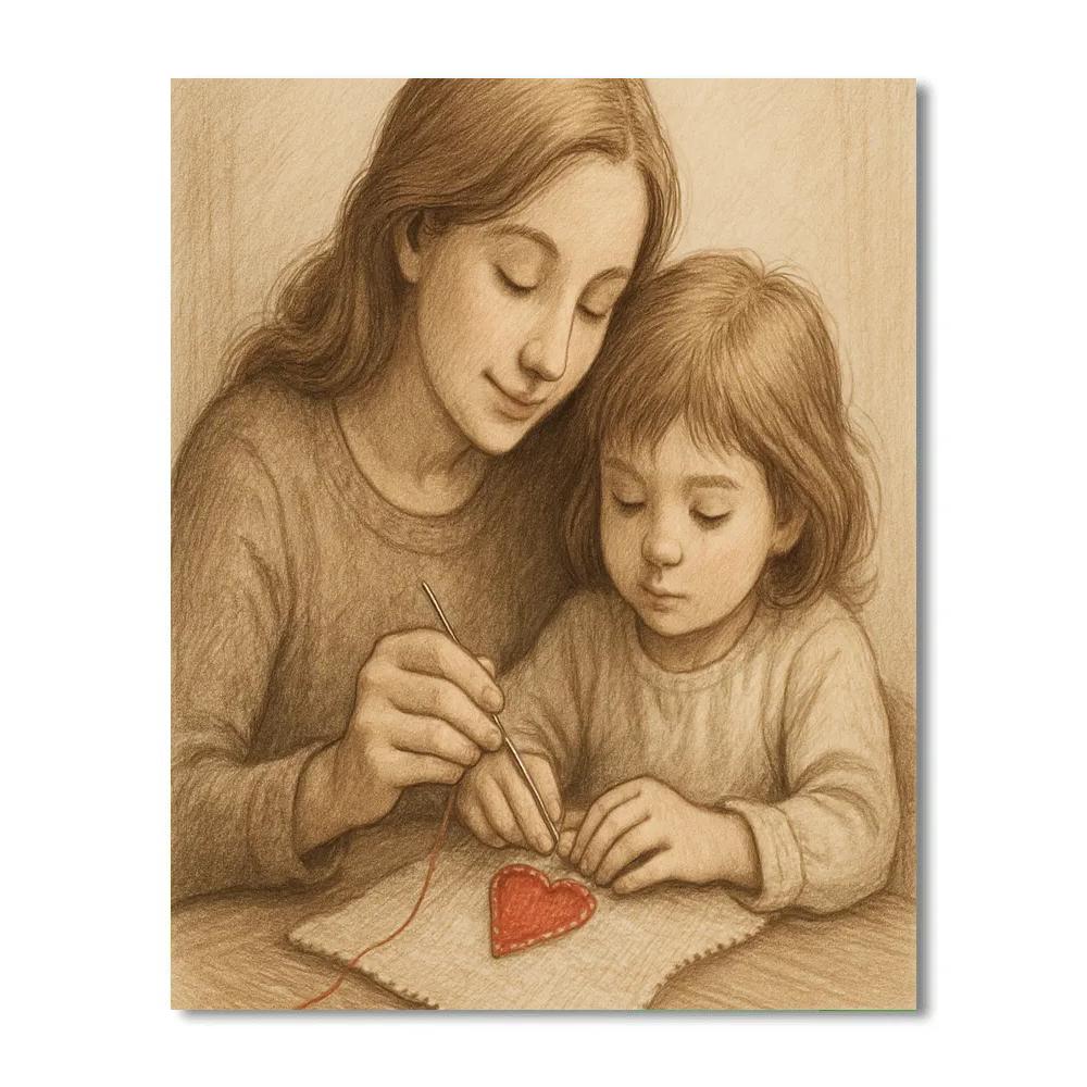 Stitched Heart Blanket Lesson Paint by numbers kits