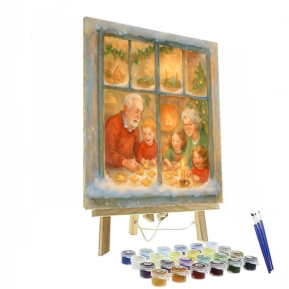 Snowy Cookie Cottage Gathering paint by numbers