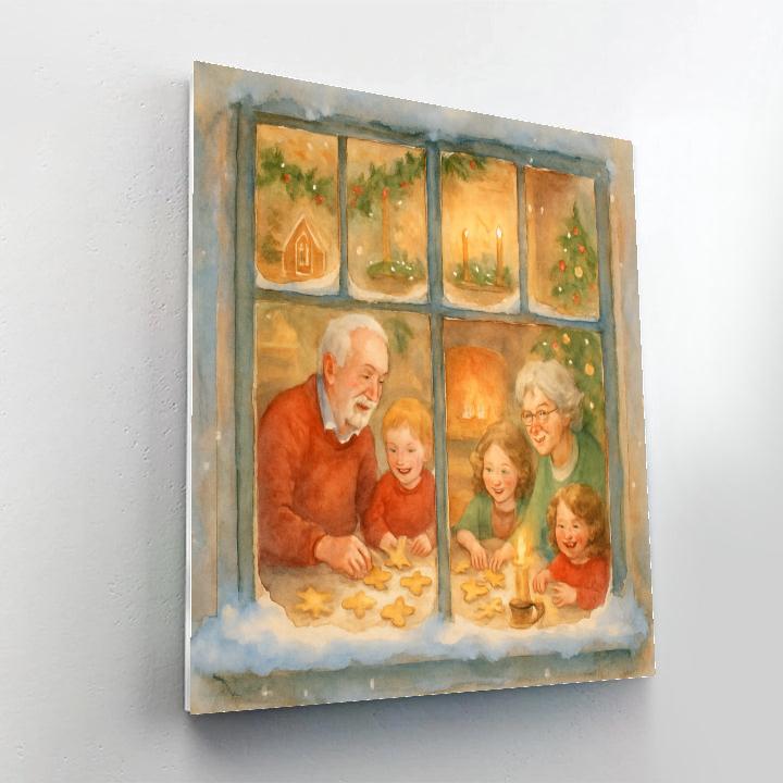 Snowy Cookie Cottage Gathering paint by numbers