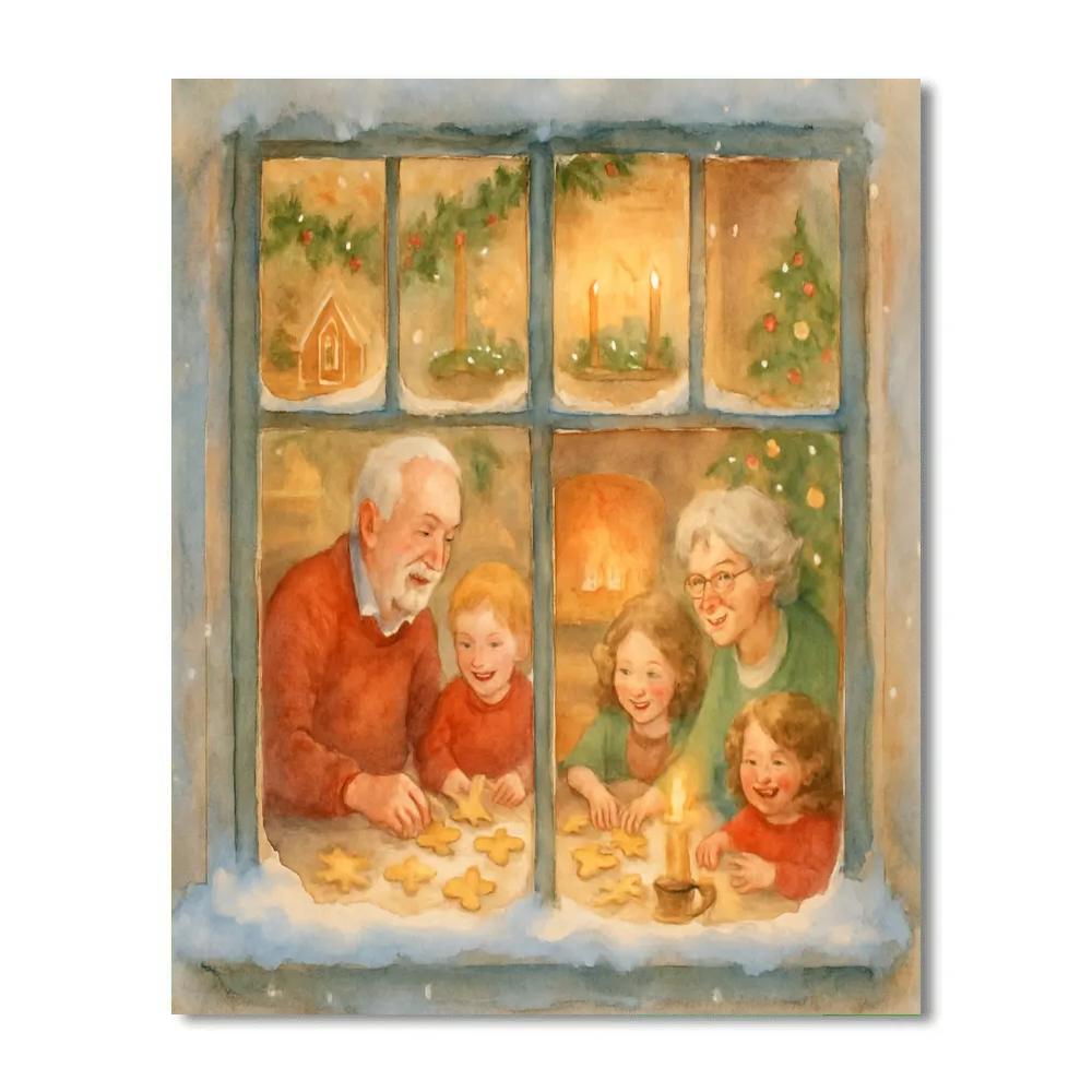 Snowy Cookie Cottage Gathering paint by numbers