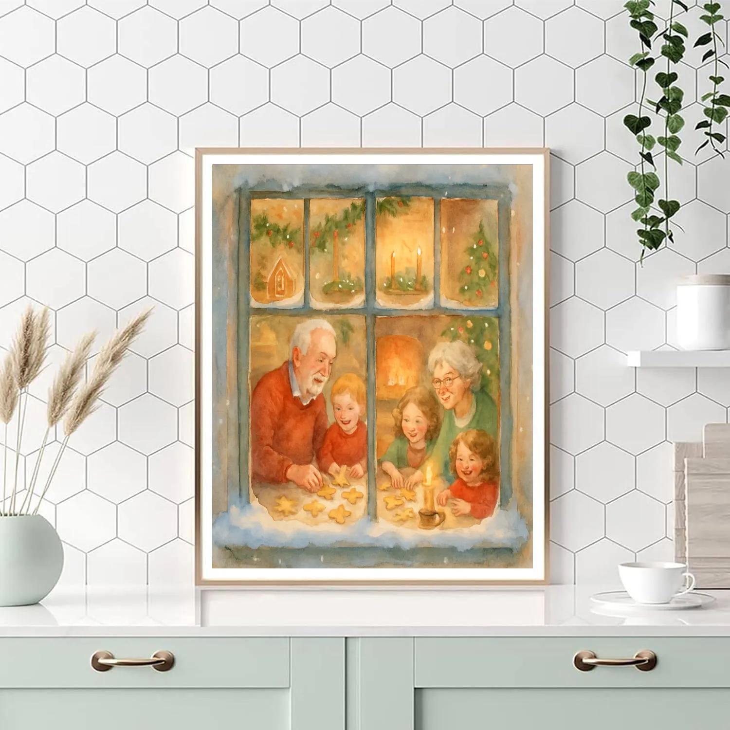 Snowy Cookie Cottage Gathering paint by numbers