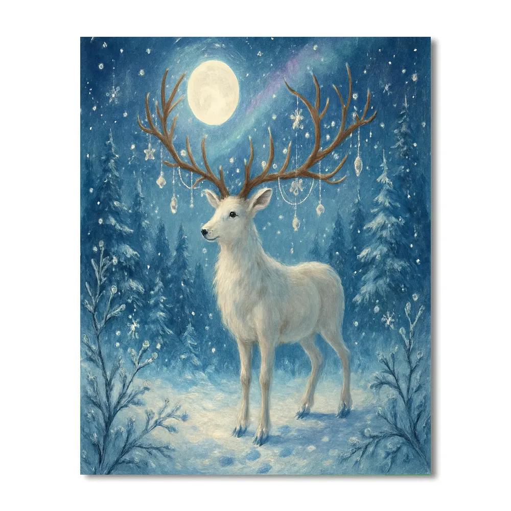 Frosty Forest Starlight Reindeer paint by color