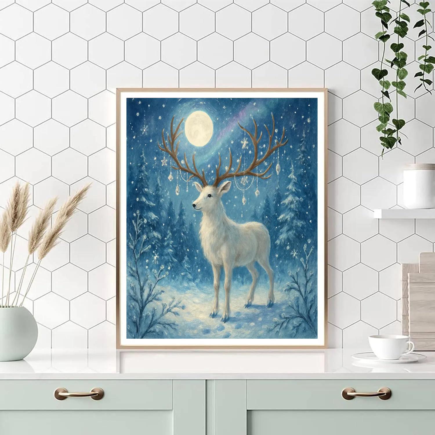 Frosty Forest Starlight Reindeer paint by color
