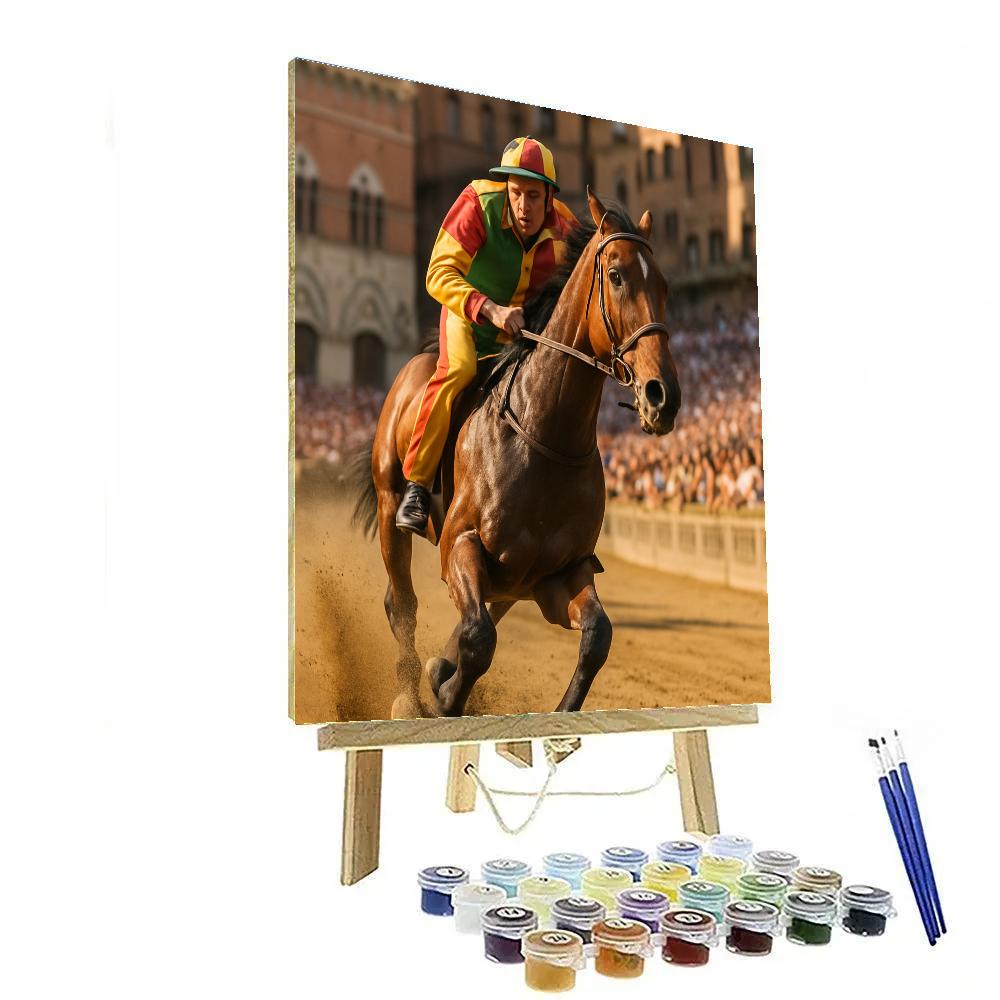 Palio Di Siena Horse Race Piazza Del Campo painting number kit