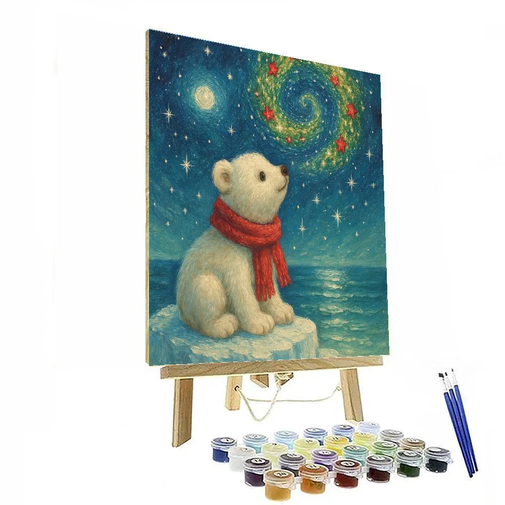Polar Bear Christmas Stargazer paint by color