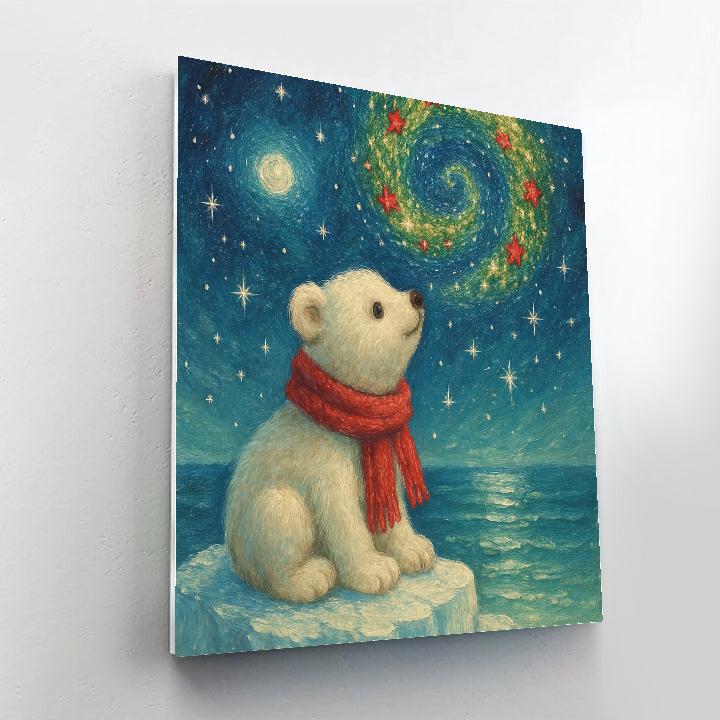 Polar Bear Christmas Stargazer paint by color