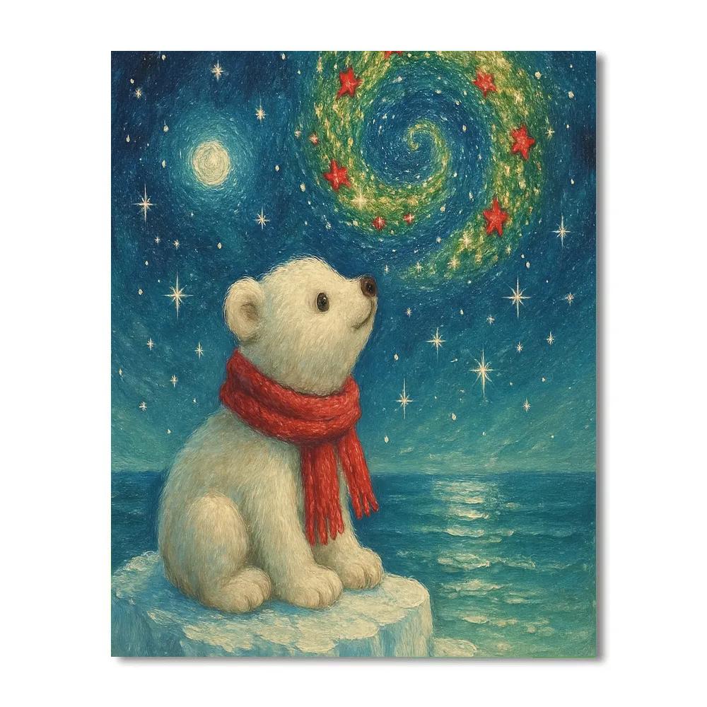 Polar Bear Christmas Stargazer paint by color