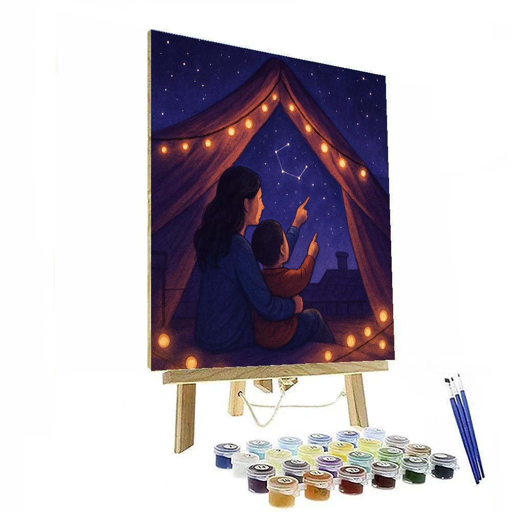 Night Sky Rooftop Blanket Fort Numbered painting kits