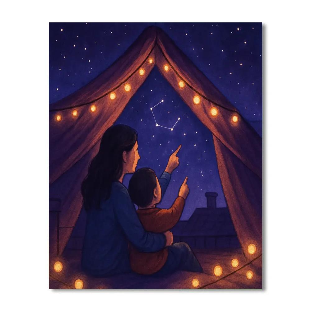Night Sky Rooftop Blanket Fort Numbered painting kits