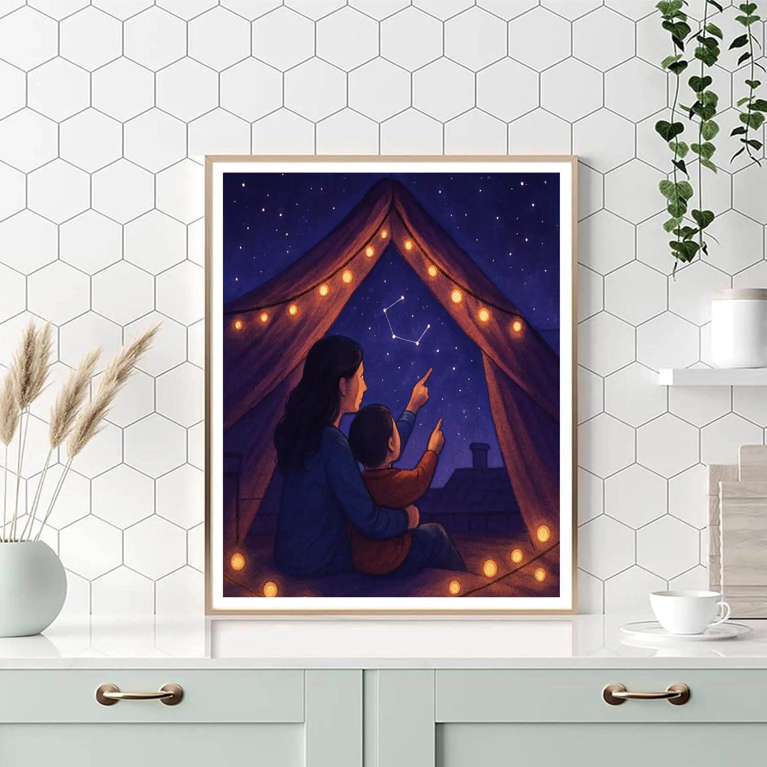 Night Sky Rooftop Blanket Fort Numbered painting kits