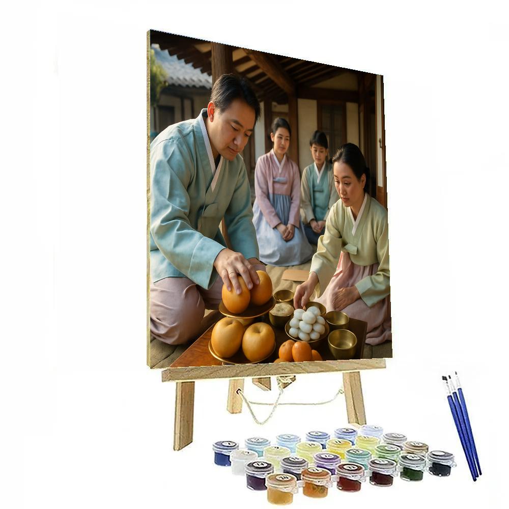 Chuseok Ancestral Rite Seoul Hanok Courtyard DIY paint by numbers