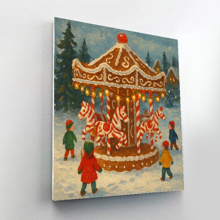 Gingerbread Carousel In The Snow DIY paint by numbers