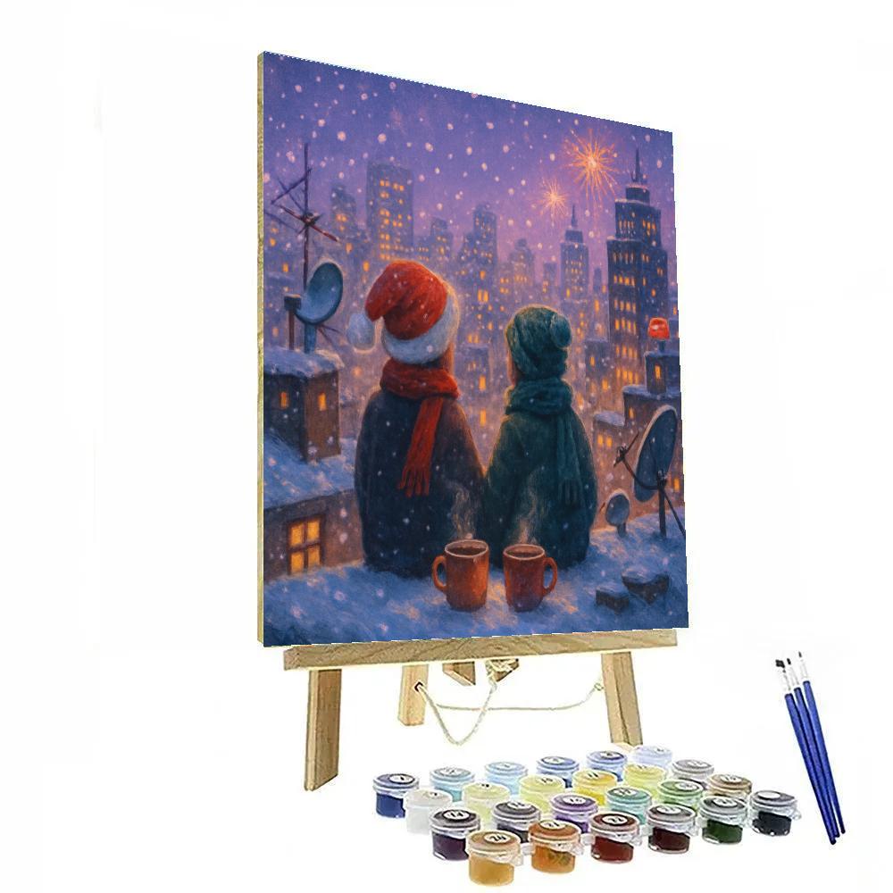 Snowglobe City Rooftop Eve Numbered painting kits