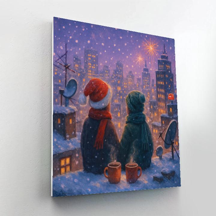 Snowglobe City Rooftop Eve Numbered painting kits