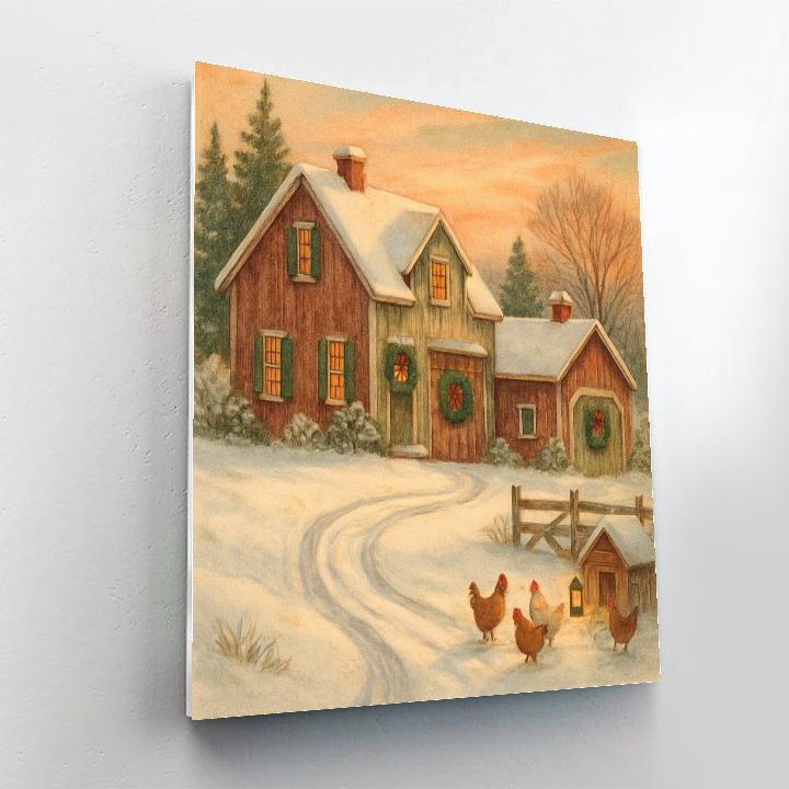 Sled Tracks At Sunrise Farm Number painting