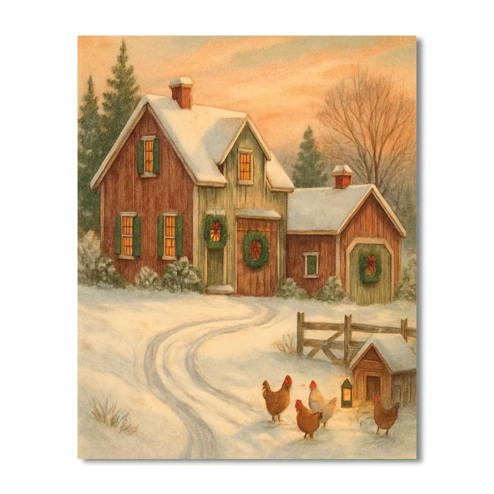 Sled Tracks At Sunrise Farm Number painting