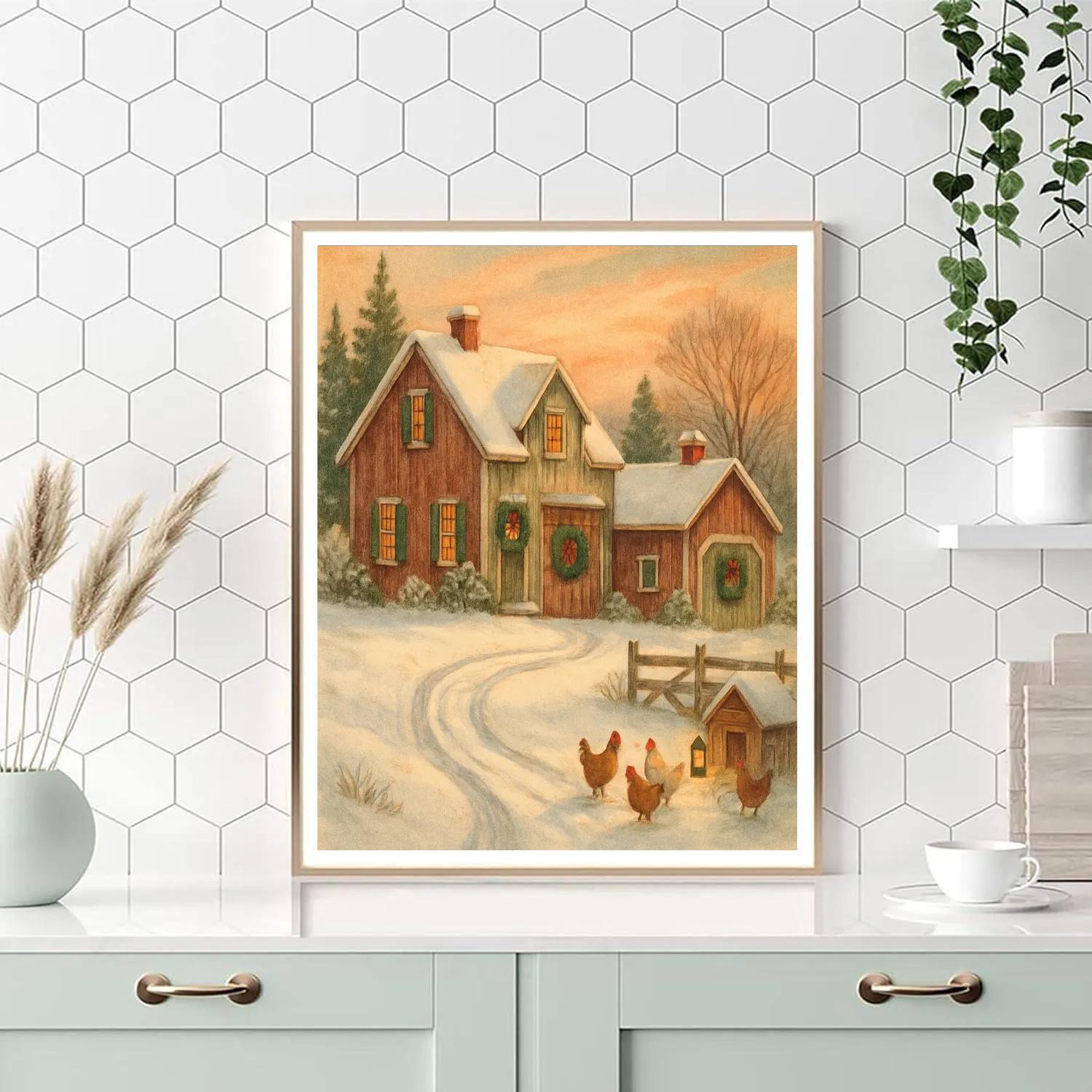 Sled Tracks At Sunrise Farm Number painting