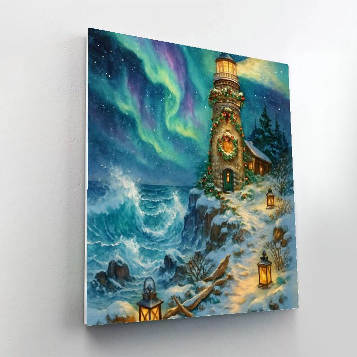 Aurora Over The Christmas Lighthouse Paint by numbers kits