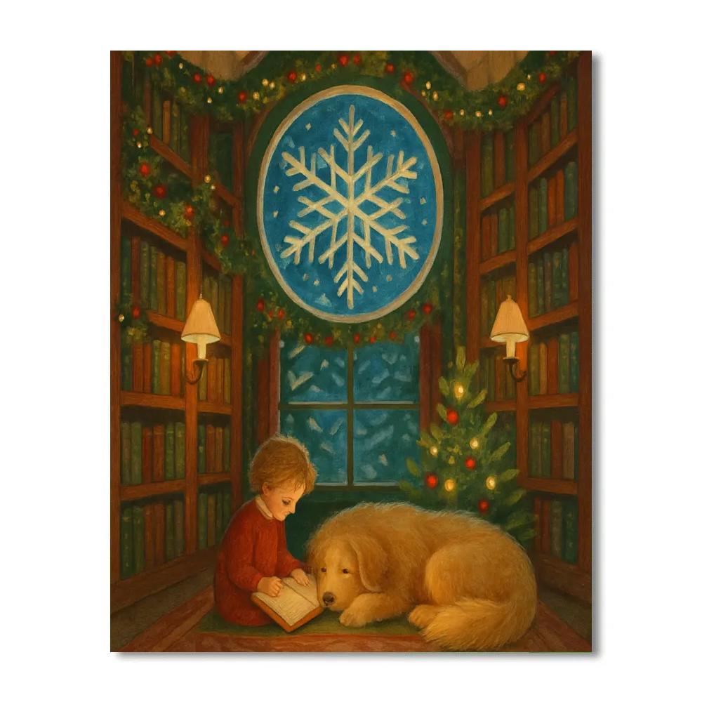 Snowflake Library Reading Nook Paint by numbers kits