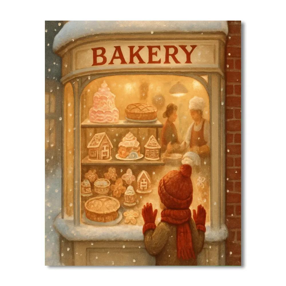 Holiday Bakery Window Magic painting number kit