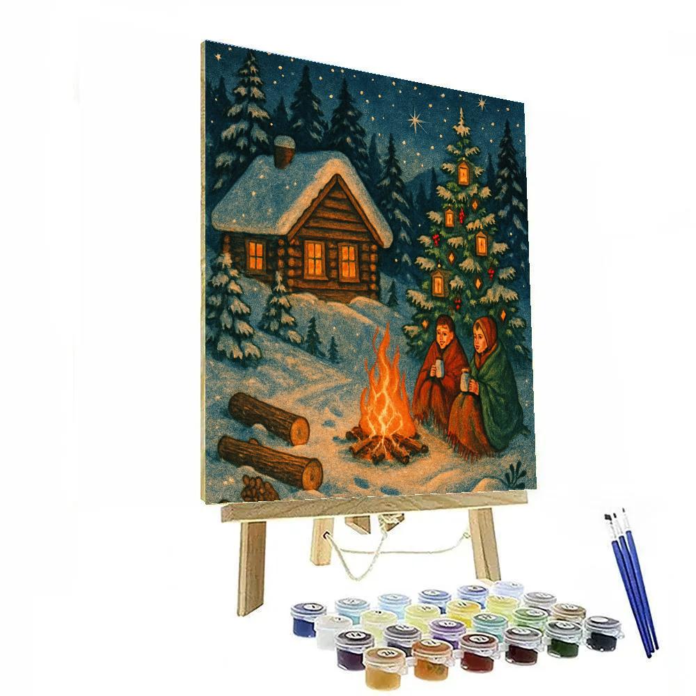 Mountain Cabin Constellation Campfire Paint by numbers art