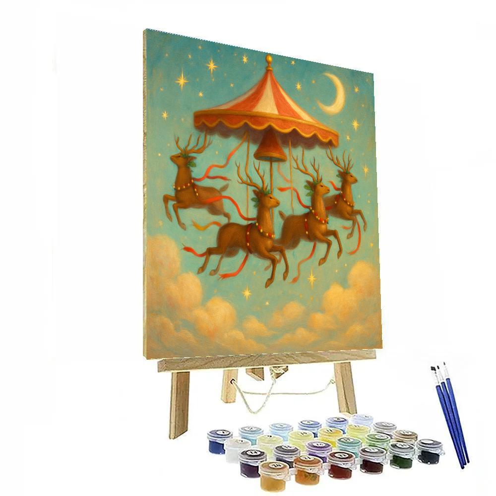 Reindeer Carousel Above The Clouds Paint by numbers kits
