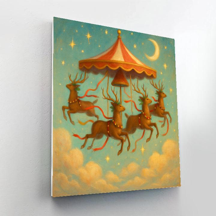 Reindeer Carousel Above The Clouds Paint by numbers kits