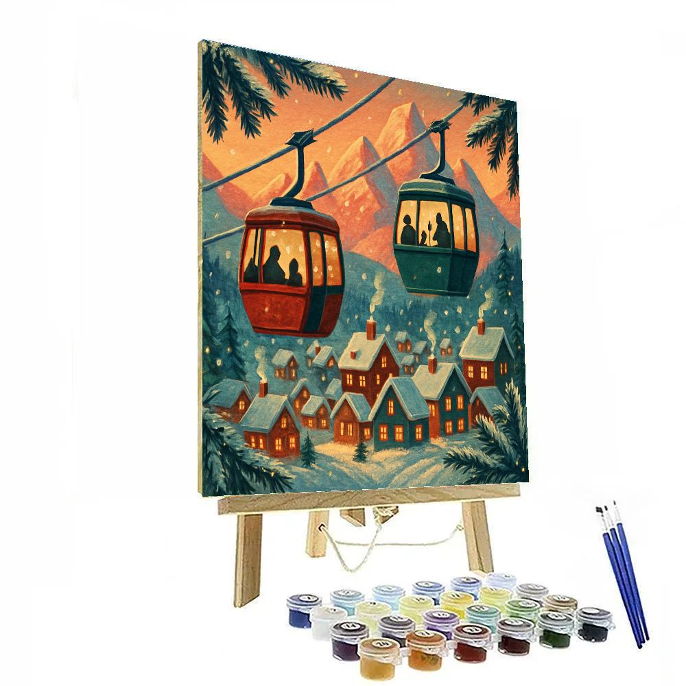 Christmas Gondolas In Alpine Village paint by number