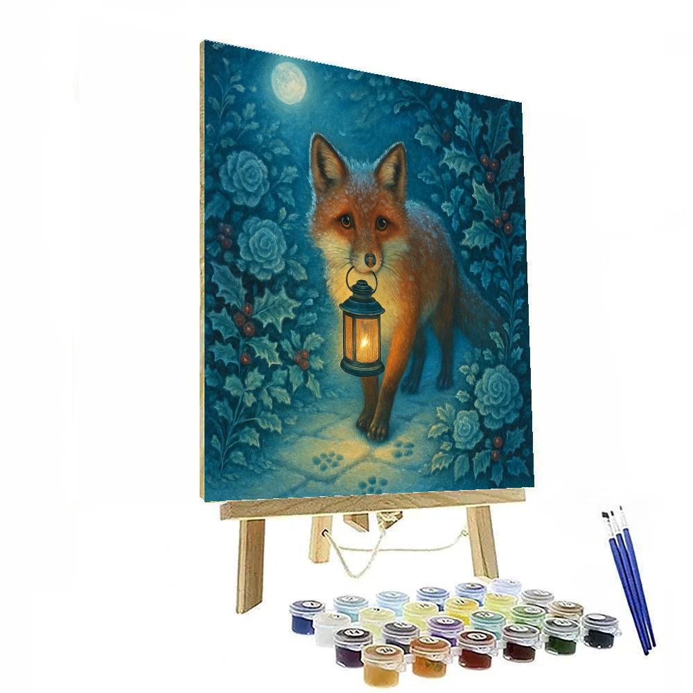 Lantern Fox In The Winter Garden painting number kit