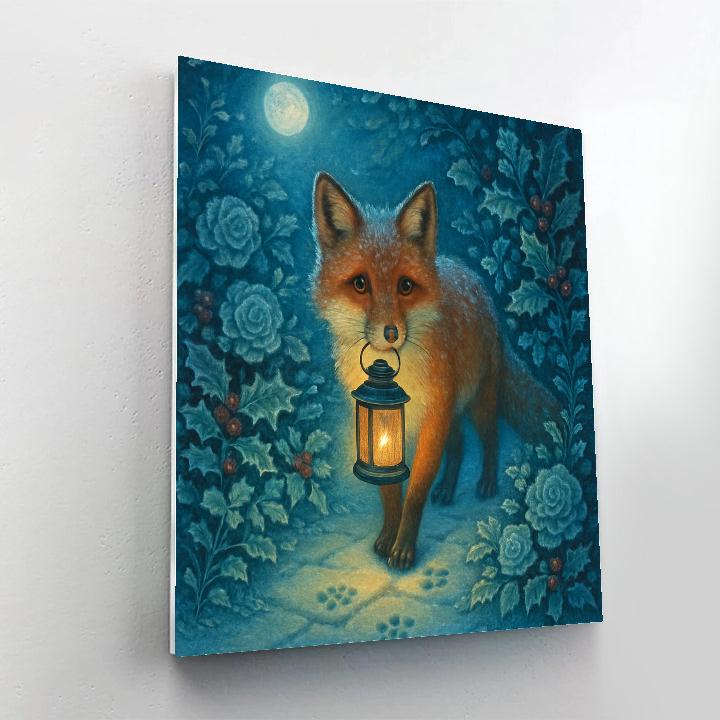 Lantern Fox In The Winter Garden painting number kit