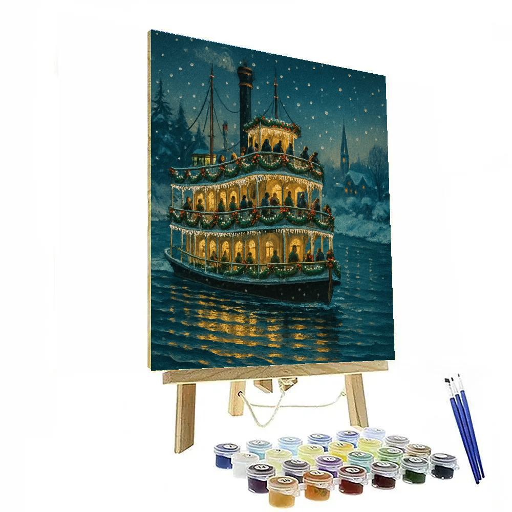 Starlit Riverboat Christmas Cruise Number painting