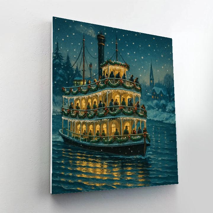 Starlit Riverboat Christmas Cruise Number painting