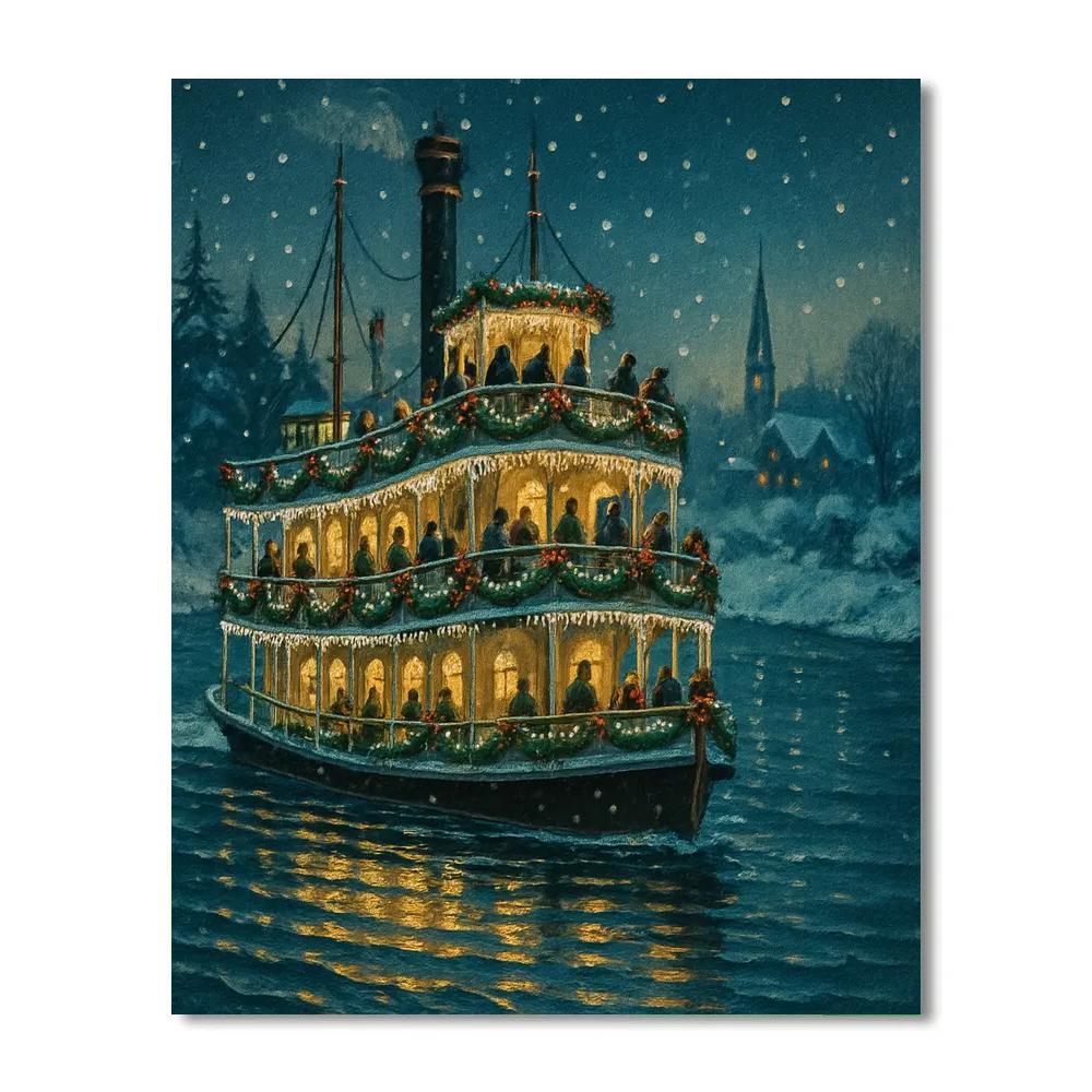 Starlit Riverboat Christmas Cruise Number painting