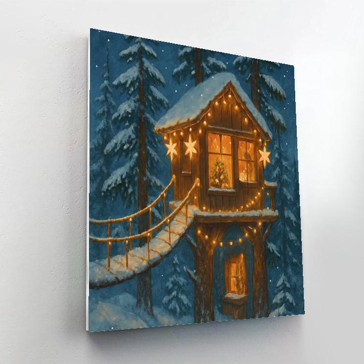 Christmas Treehouse Among The Pines paint by numbers