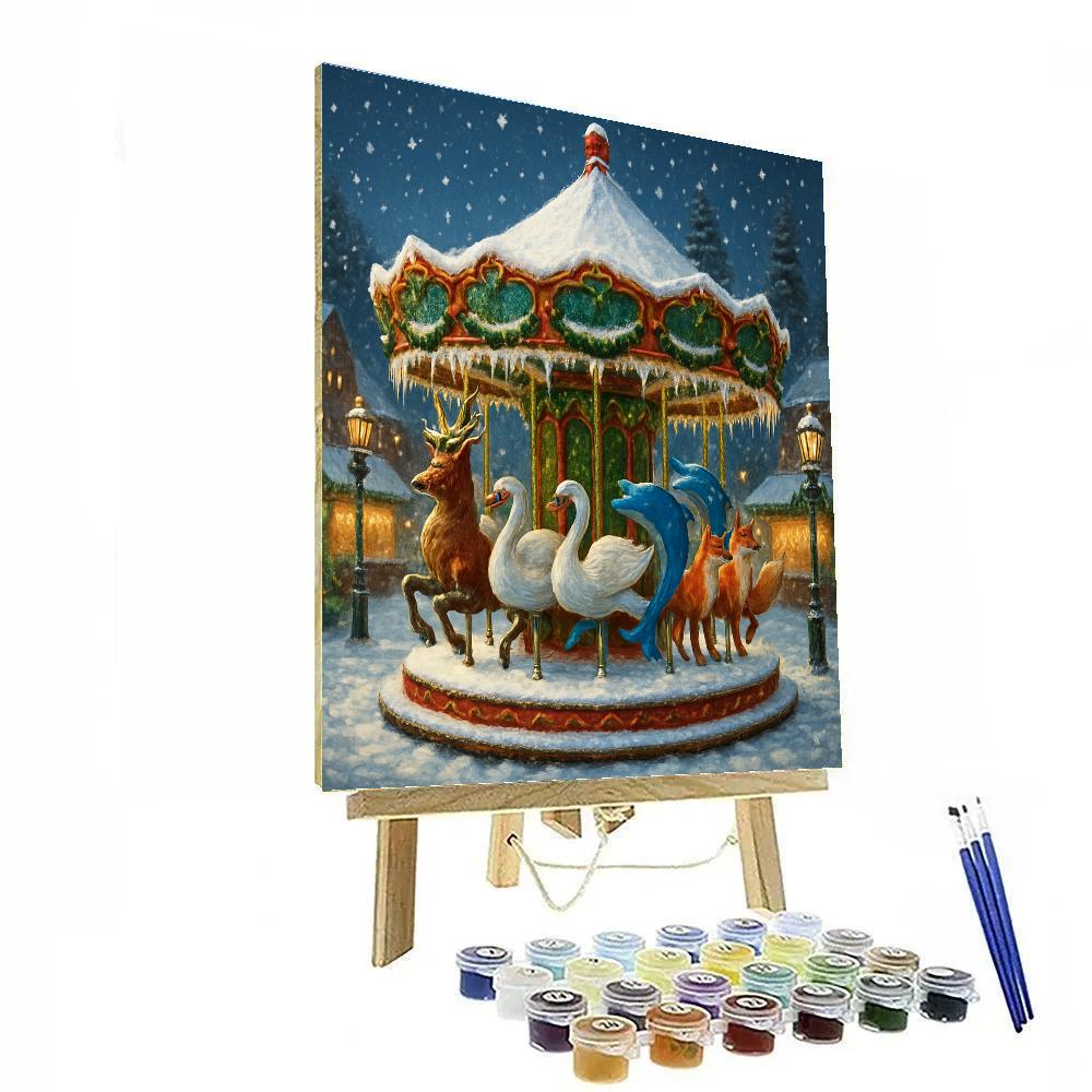 Snow Covered Carousel Of Seasons Paint by numbers kits