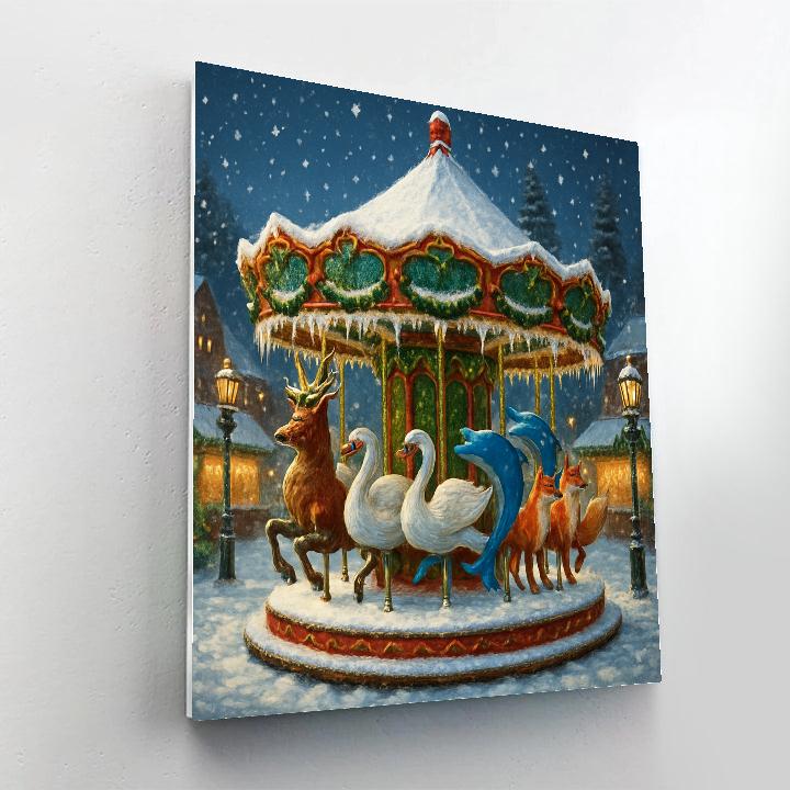 Snow Covered Carousel Of Seasons Paint by numbers kits