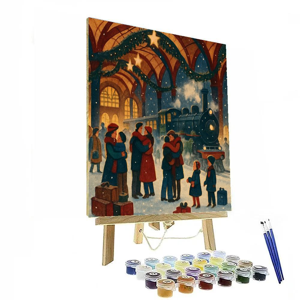 Holiday Train Station Reunion paint by color