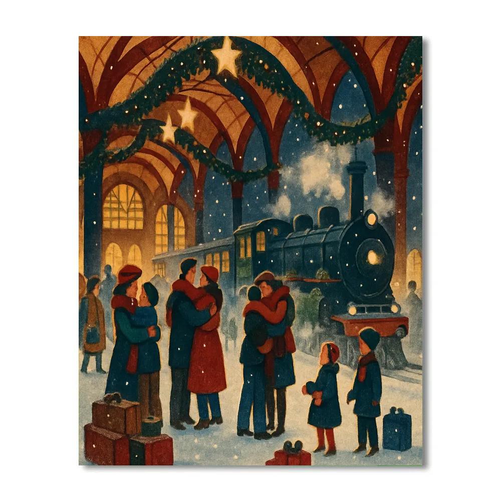 Holiday Train Station Reunion paint by color