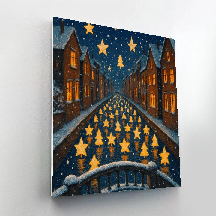 Christmas Lanterns On The Canal Number painting
