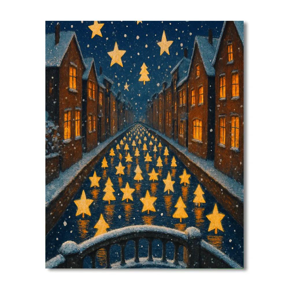 Christmas Lanterns On The Canal Number painting
