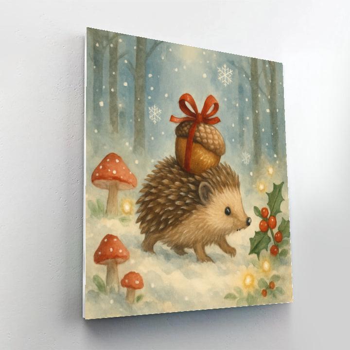 Snowy Hedgehog Gift Bearer Painting by numbers kit