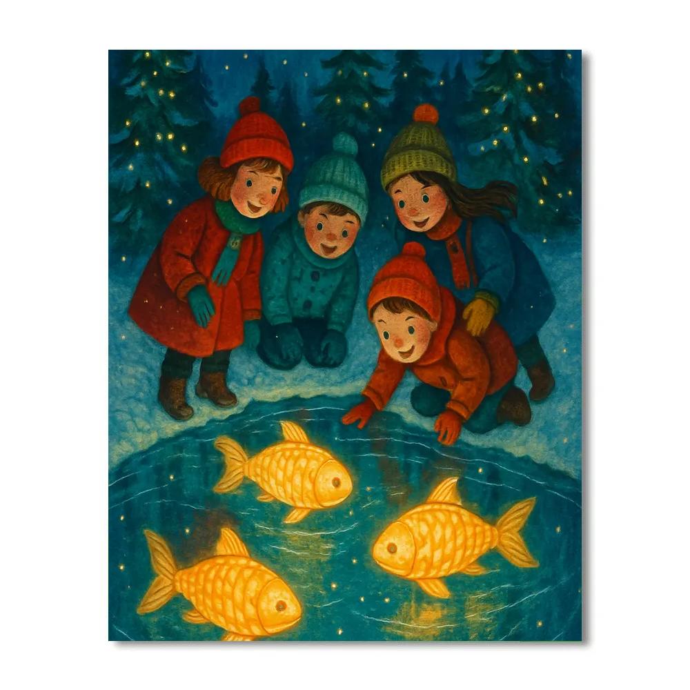 Winter Carousel Of Lantern Fish DIY paint by numbers